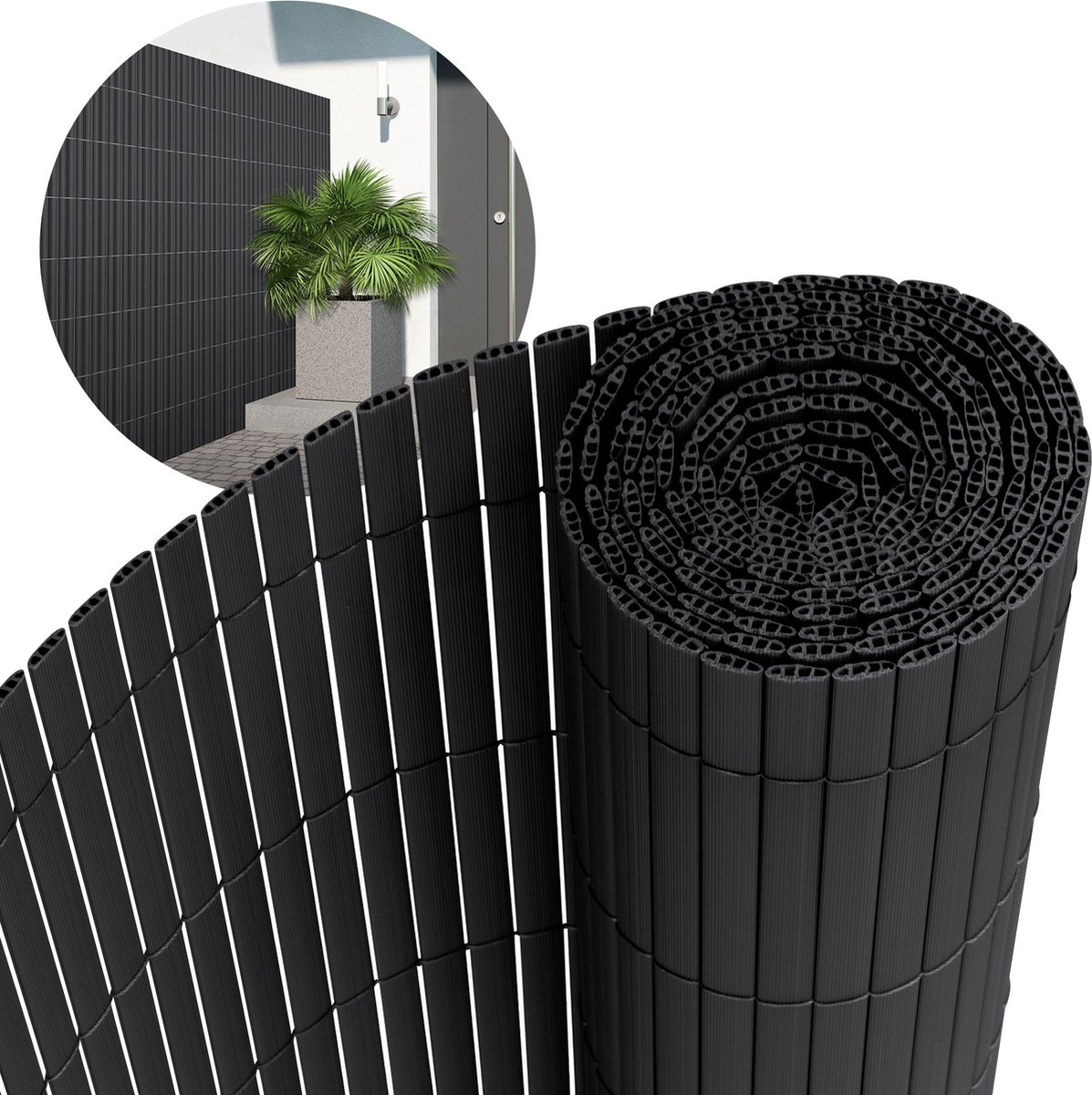 Privacyscherm mat 140x700 cm Privacyscherm hek Windscherm balkonscherm PVC antraciet UV-bestendig