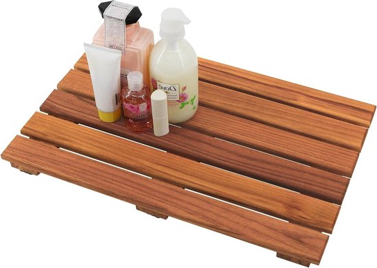 Douchemat antislip badmat luxe spa-mat teakhouten - houten mat voor badkuip - 508 x 33 cm