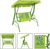 Bol.com The Living Store Schommelstoel Kinderen - Groen - 115 x 75 x 110 cm - Stalen buis en 210D oxford stof aanbieding