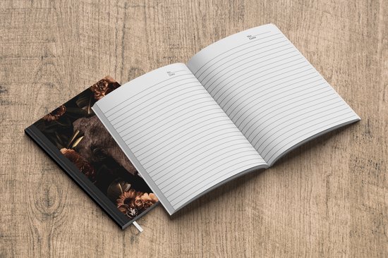 Carnet - Carnet d'écriture - Éléphant - Fleurs - Jungle - Carnet - Format A5 - Bloc-notes