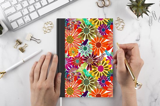 Carnet - Cahier - Arc-en-ciel - Fleurs - Motifs - Hippie - Carnet - Format A5 - Bloc-notes
