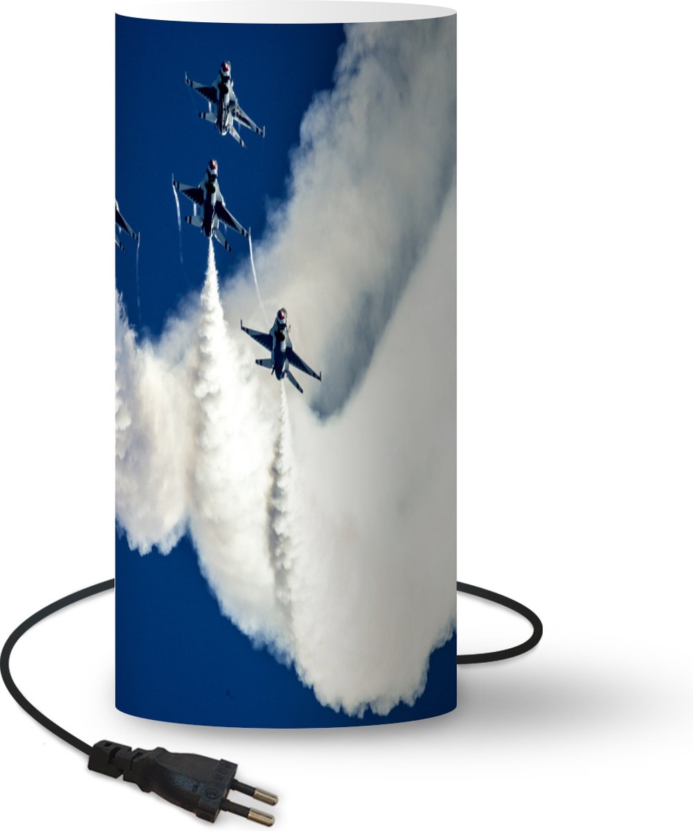 Lamp - Nachtlampje - Tafellamp slaapkamer - Straaljager - Rook - Blauw - 33 cm hoog - Ø15.9 cm - Inclusief LED lamp