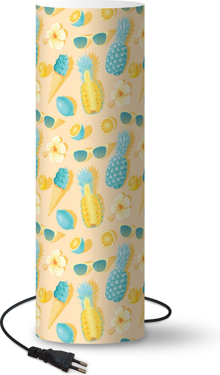 Lamp - Nachtlampje - Tafellamp slaapkamer - Zomer - Patroon - Ananas - 70 cm hoog - Ø22.3 cm - Inclusief LED lamp