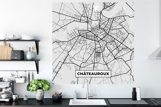 Stickers muraux - Plan - Châteauroux - Plan de ville - Plan - France - 120x120 cm - Feuille adhésive XXL