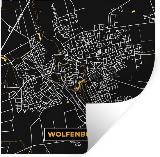 Stickers muraux - Or - Allemagne - Carte - Or - Plan de la ville - Carte - Wolfenbüttel - 30x30 cm - Feuille adhésive