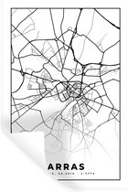 Muurstickers - Sticker Folie - Arras - Stadskaart – Frankrijk – Kaart – Plattegrond - Zwart wit - 40x60 cm - Plakfolie - Muurstickers Kinderkamer - Zelfklevend Behang - Zelfklevend behangpapier - Stickerfolie