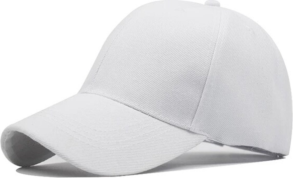 Baseball cap - 6 panelen - Wit - Pet - Katoen - Baseballcap - Verstelbaar - Unisex - Petten - Cap