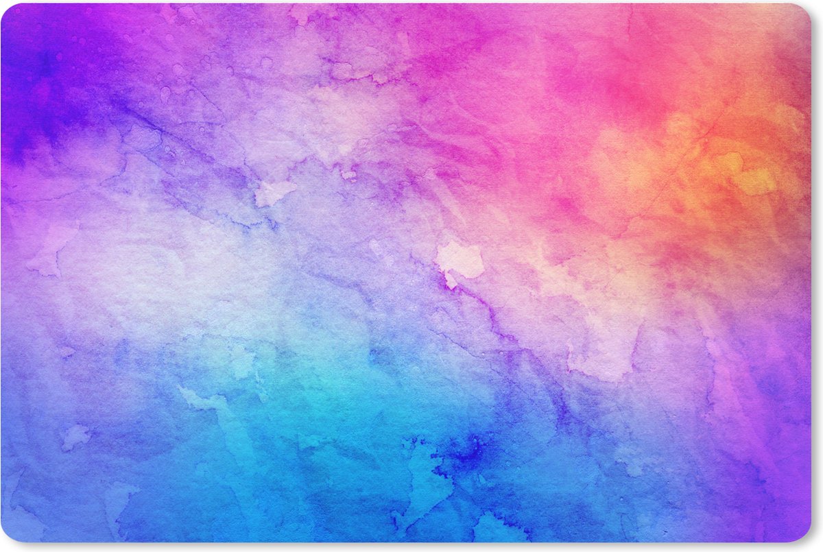Muismat XXL 120x80 cm - Bureau onderlegger - Bureau mat Waterverf - Oranje - Roze - Blauw - Bureaumat - Gaming mousepad xl - Bureaulegger groot - Computer deskmat