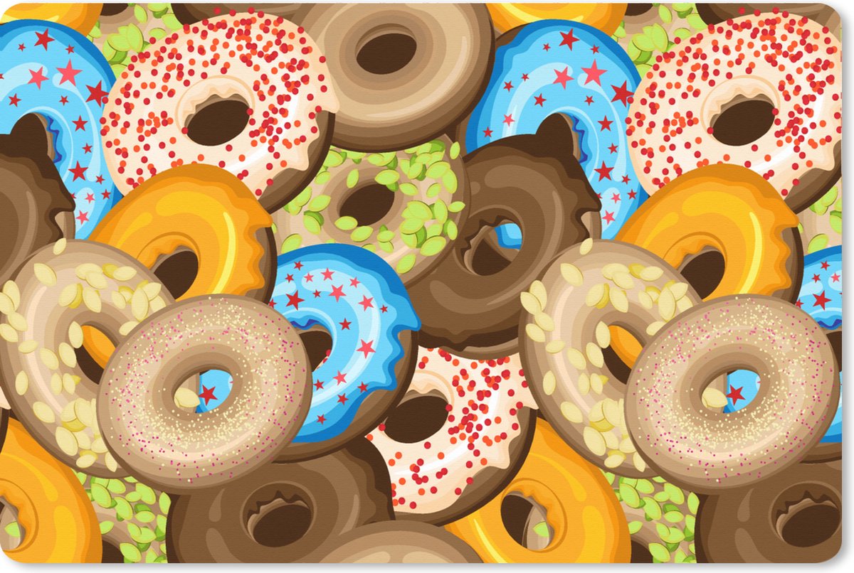 Muismat XXL 90x60 cm - Bureau onderlegger - Bureau mat Donuts - Patronen - Sterren - Bureaumat - Gaming mousepad xl - Bureaulegger groot - Computer deskmat