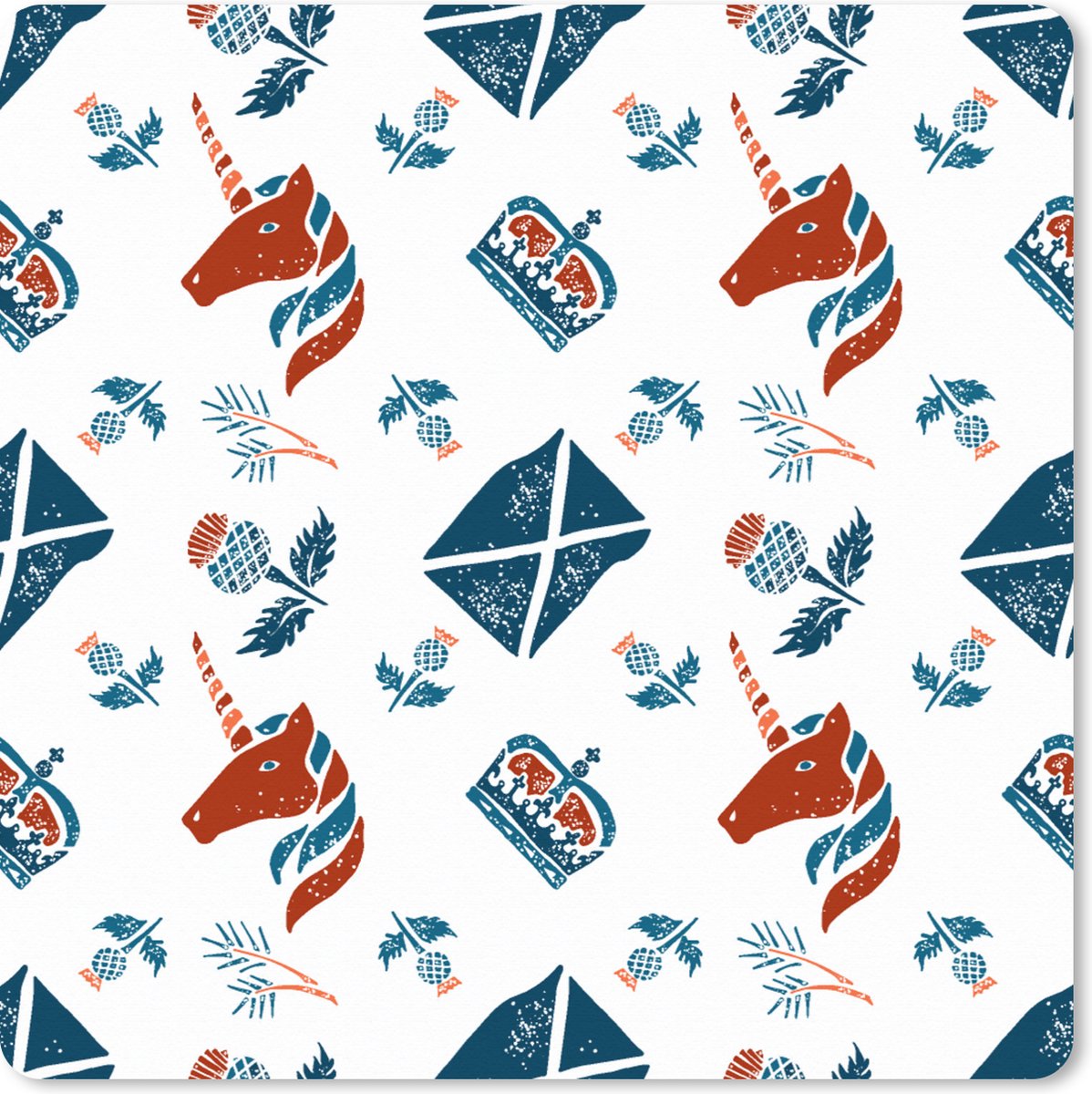 Muismat XXL 40x40 cm - Bureau onderlegger - Bureau mat Schotland - Patronen - Unicorn - Bureaumat - Gaming mousepad xl - Bureaulegger groot - Computer deskmat