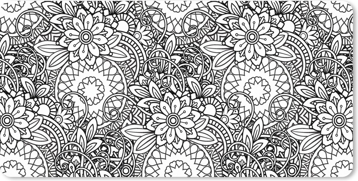 Muismat XXL 120x60 cm - Bureau onderlegger - Bureau mat Mandala - Zentangle - Patroon - Bureaumat - Gaming mousepad xl - Bureaulegger groot - Computer deskmat