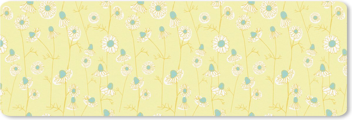 Muismat XXL 90x30 cm - Bureau onderlegger - Bureau mat Meiden - Kamille - Bloemen - Patronen - Girl - Kindje - Kinderen - Bureaumat - Gaming mousepad xl - Bureaulegger groot - Computer deskmat