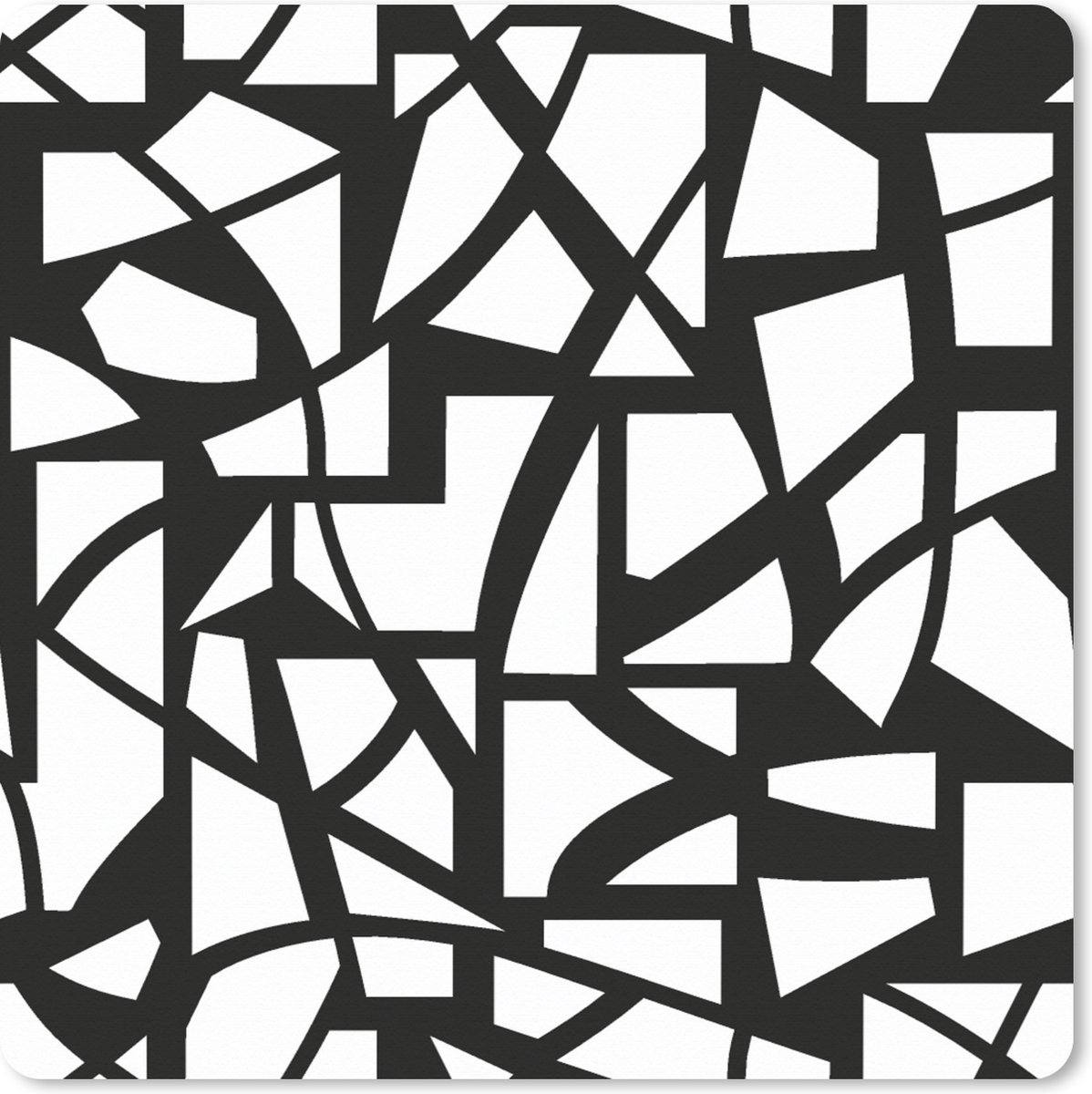 Muismat XXL 40x40 cm - Bureau onderlegger - Bureau mat Patronen - Geometrisch - Wit - Zwart - Bureaumat - Gaming mousepad xl - Bureaulegger groot - Computer deskmat