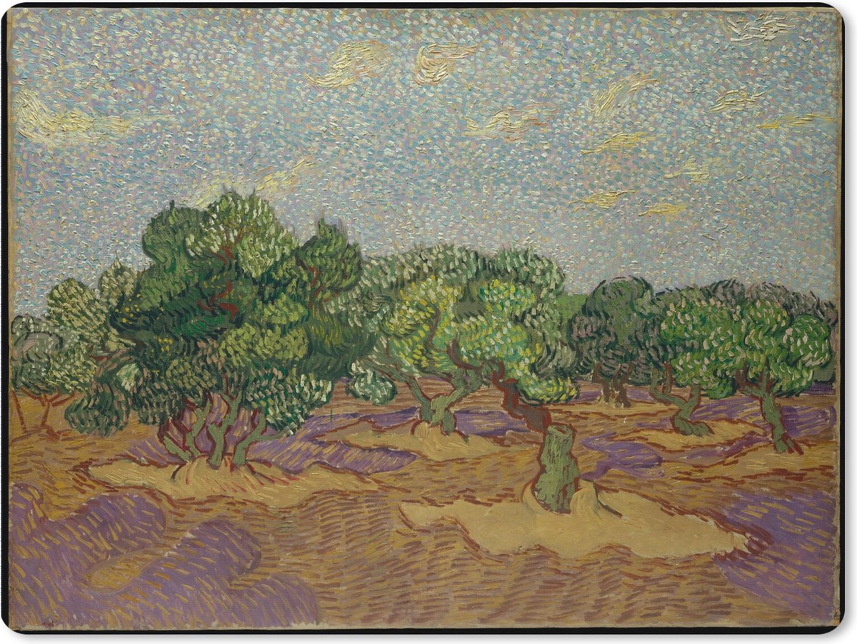 Muismat XXL 80x60 cm - Bureau onderlegger - Bureau mat Olijfbomen - Vincent van Gogh - Bureaumat - Gaming mousepad xl - Bureaulegger groot - Computer deskmat