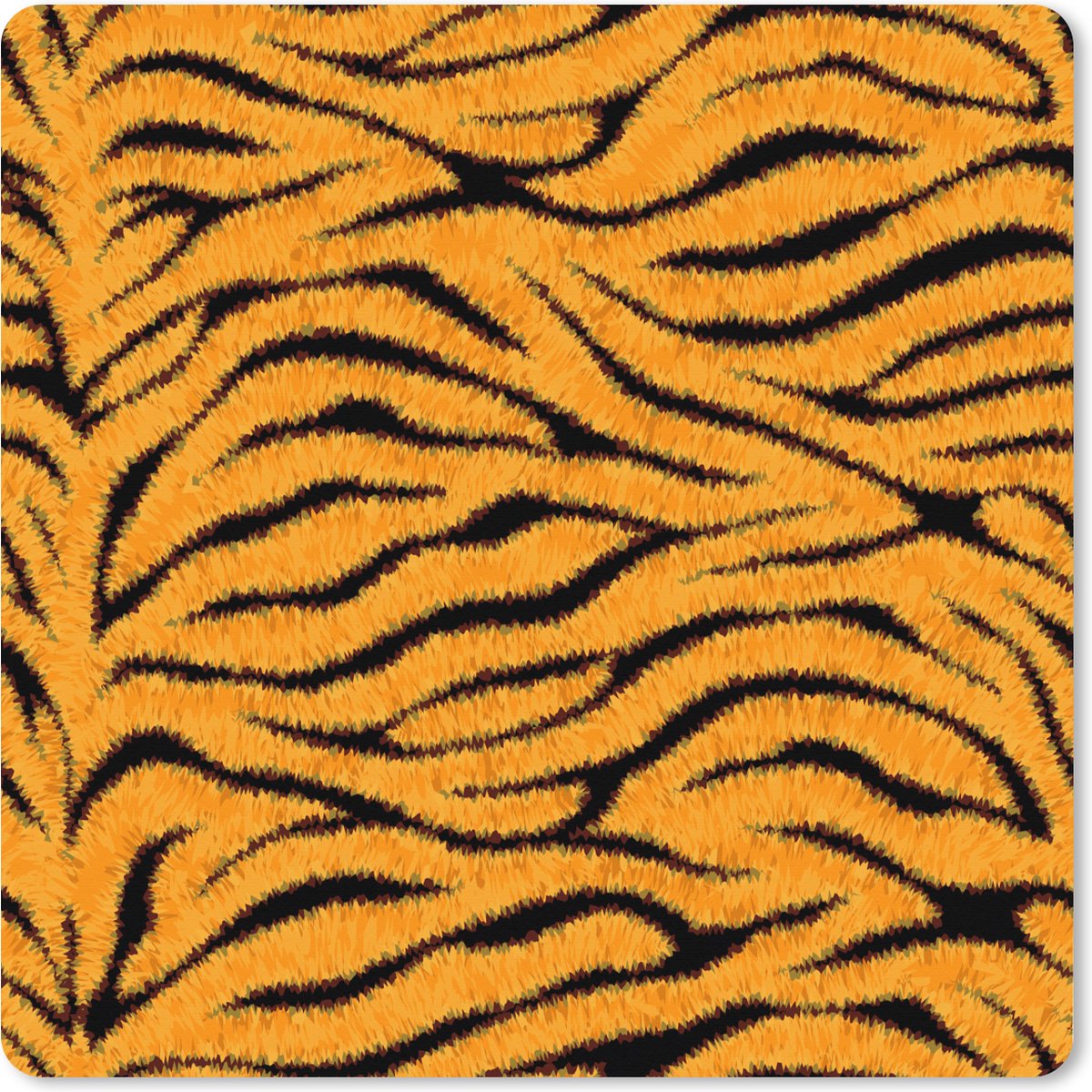 Muismat XXL 40x40 cm - Bureau onderlegger - Bureau mat Tijgerprint - Oranje - Zwart - Bureaumat - Gaming mousepad xl - Bureaulegger groot - Computer deskmat