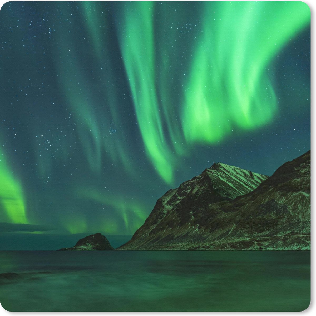 Muismat XXL 40x40 cm - Bureau onderlegger - Bureau mat IJsland - Noorderlicht - Sterrenhemel - Bureaumat - Gaming mousepad xl - Bureaulegger groot - Computer deskmat