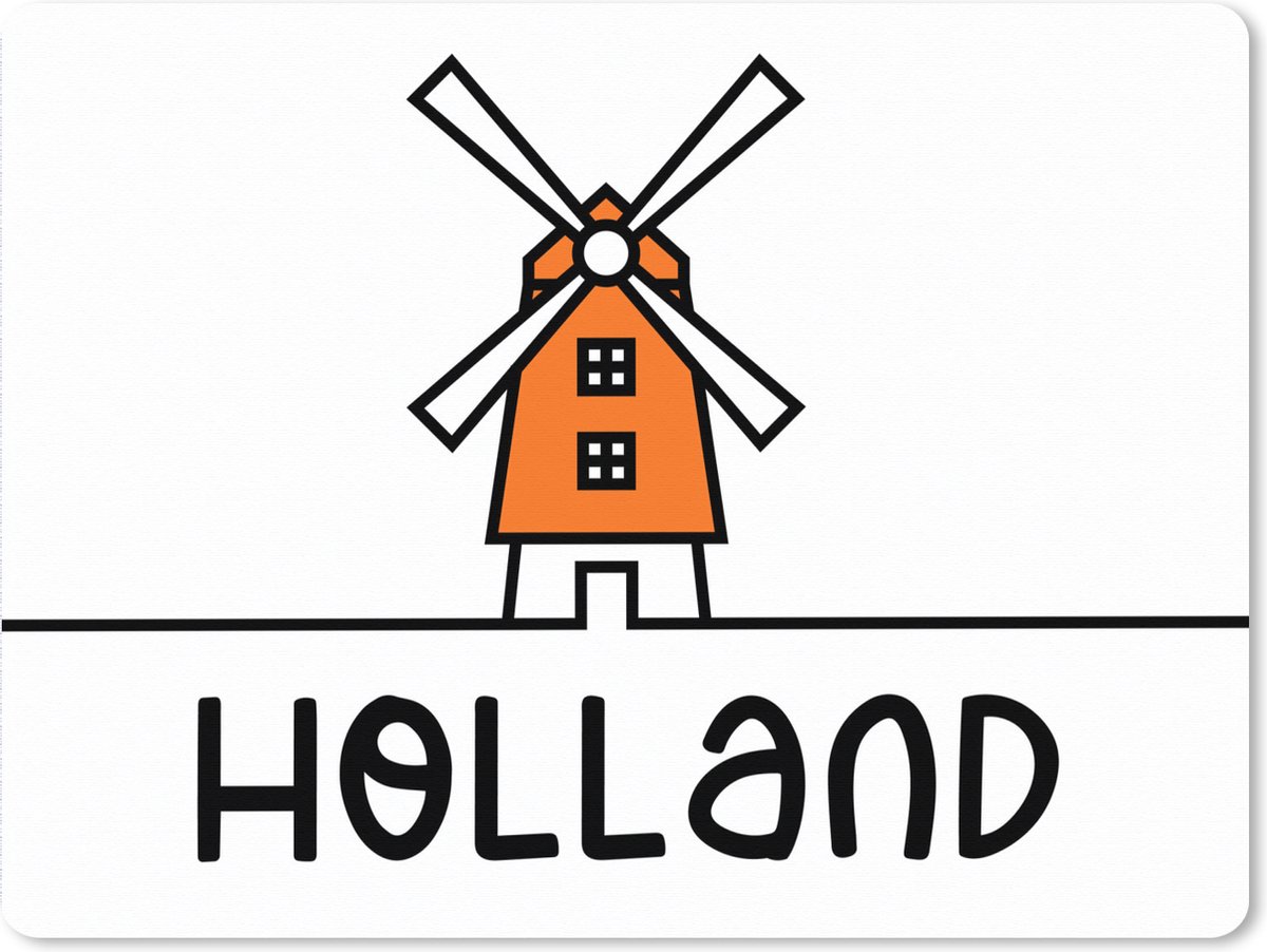 Muismat XXL 80x60 cm - Bureau onderlegger - Bureau mat Molen - Oranje - Wit - Holland - Bureaumat - Gaming mousepad xl - Bureaulegger groot - Computer deskmat