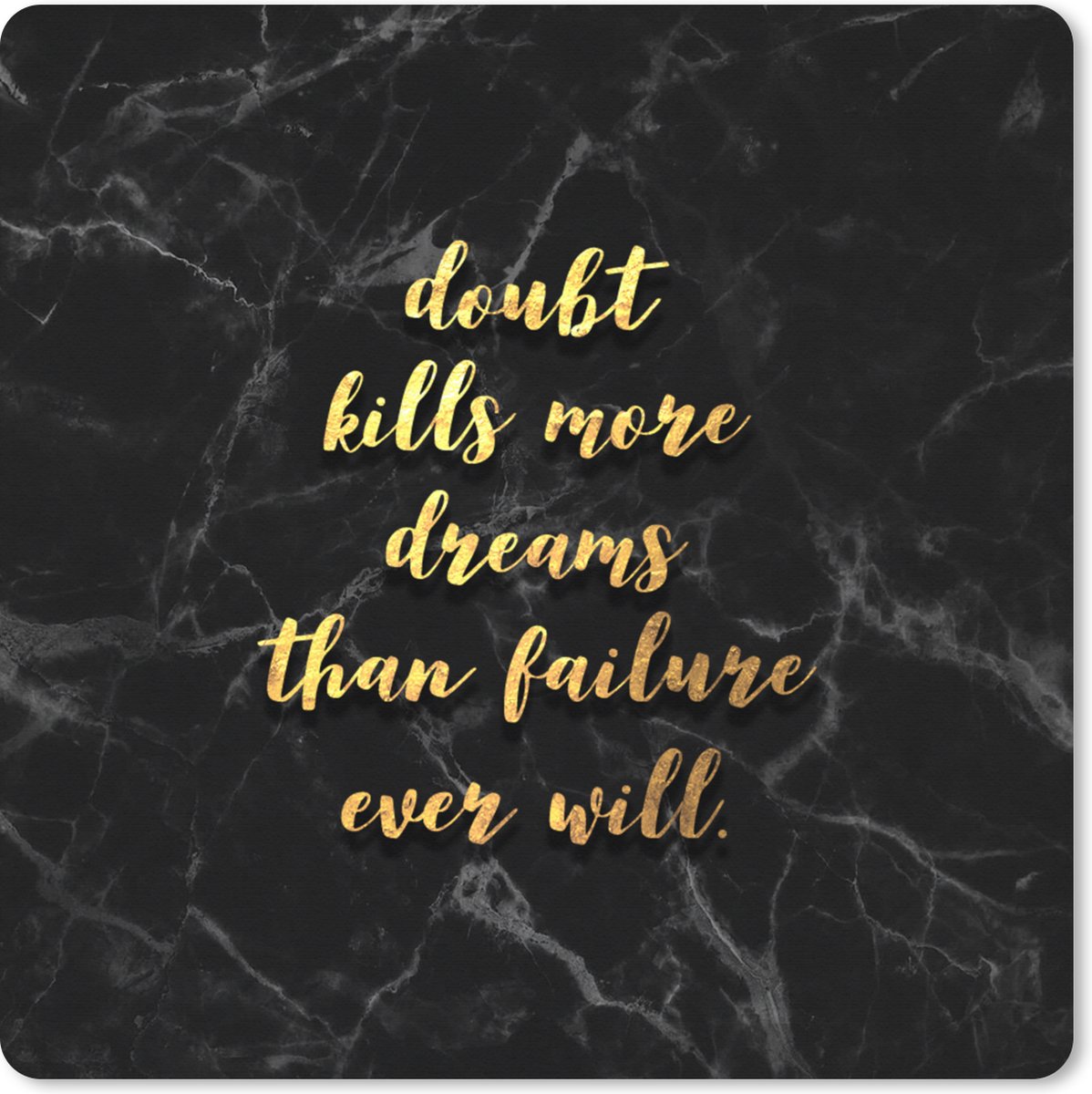 Muismat XXL 40x40 cm - Bureau onderlegger - Bureau mat Quotes - Dreams - Gold - Marmer print - Bureaumat - Gaming mousepad xl - Bureaulegger groot - Computer deskmat