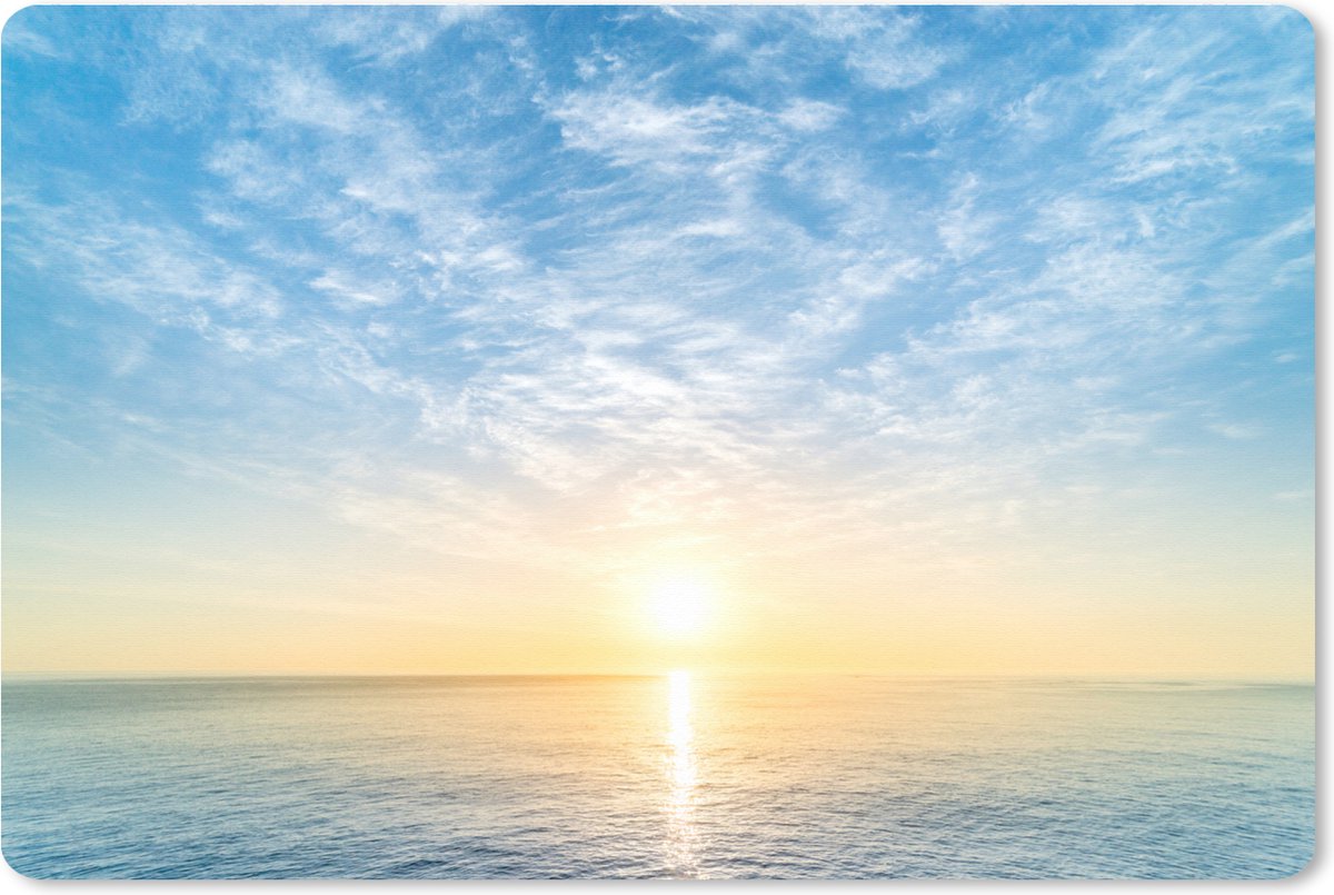 Muismat XXL 90x60 cm - Bureau onderlegger - Bureau mat Zee - Zon - Wolken - Bureaumat - Gaming mousepad xl - Bureaulegger groot - Computer deskmat