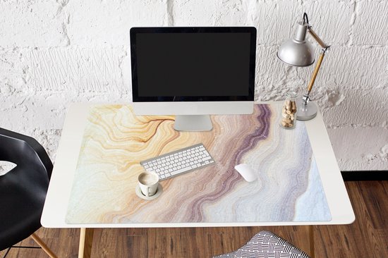 Tapis de souris XXL - Sous-main - Tapis de bureau - Marbre - Texture - Grès - Goud - Aspect marbre - 120x80 cm - Tapis de souris XXL