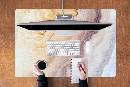 Tapis de souris XXL - Sous-main - Tapis de bureau - Marbre - Texture - Grès - Goud - Aspect marbre - 120x80 cm - Tapis de souris XXL
