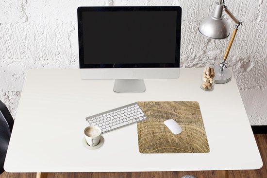 Tapis de souris XXL - Sous-main - Tapis de bureau - Structure d'une planche avec anneaux de croissance - 40x40 cm - Tapis de souris XXL