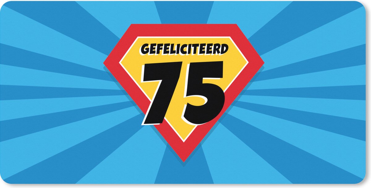 Muismat XXL 120x60 cm - Bureau onderlegger - Bureau mat Jubileum - 75 jaar - Superheldencape - Bureaumat - Gaming mousepad xl - Bureaulegger groot - Computer deskmat