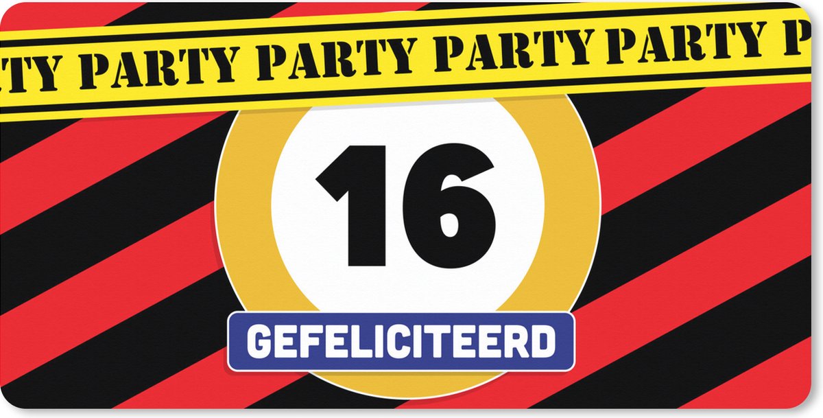 Muismat XXL 90x45 cm - Bureau onderlegger - Bureau mat Jubileum - Sweet 16 - Feest - Bureaumat - Gaming mousepad xl - Bureaulegger groot - Computer deskmat