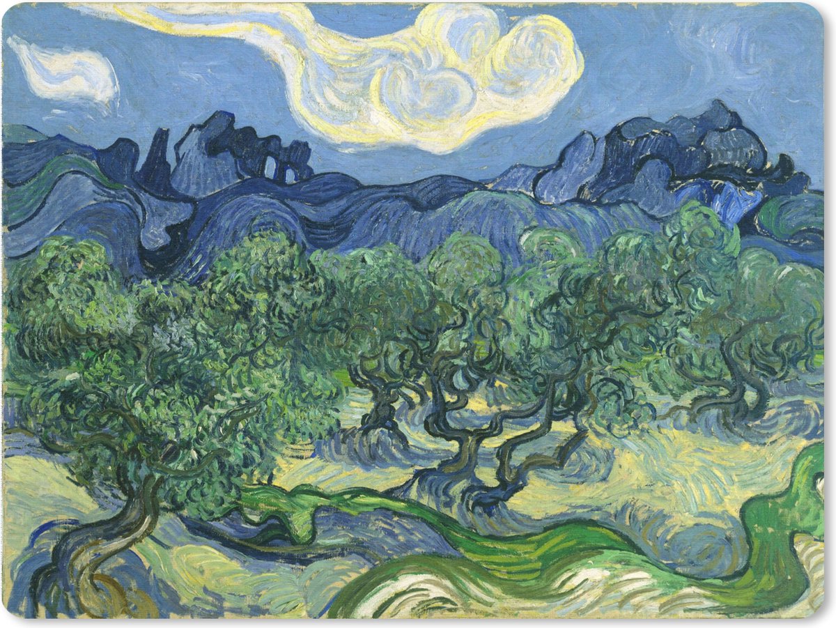 Muismat XXL 80x60 cm - Bureau onderlegger - Bureau mat De olijfbomen - Vincent van Gogh - Bureaumat - Gaming mousepad xl - Bureaulegger groot - Computer deskmat