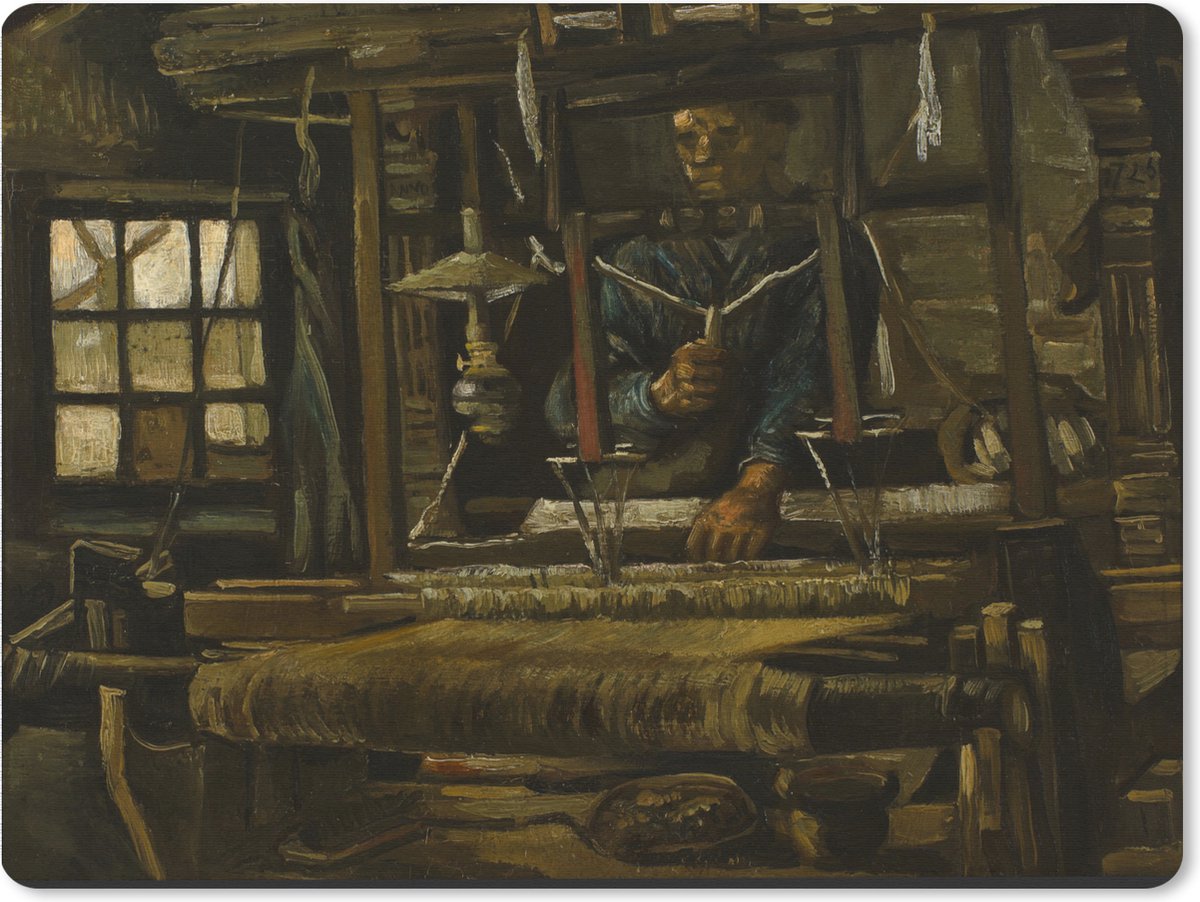Muismat XXL 80x60 cm - Bureau onderlegger - Bureau mat De wever - Vincent van Gogh - Bureaumat - Gaming mousepad xl - Bureaulegger groot - Computer deskmat