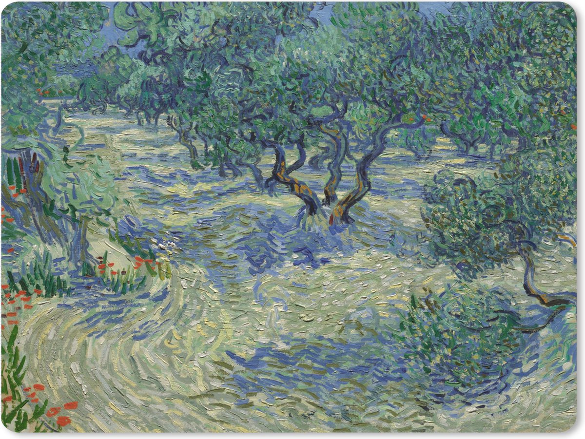 Muismat XXL 80x60 cm - Bureau onderlegger - Bureau mat De Olijfgaard - Vincent van Gogh - Bureaumat - Gaming mousepad xl - Bureaulegger groot - Computer deskmat