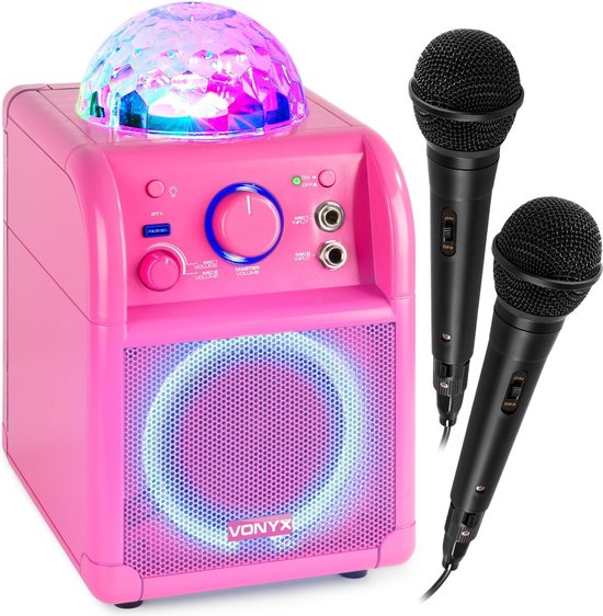 Karaoke set kinderen - Vonyx SBS55P - Bluetooth - 2 microfoons - lichteffecten - accu - Vonyx