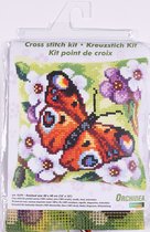Orchidea - Borduurpakket Kussen - Vlinder - Geprint stramien - 4,5 count - Voor volwassenen - 9379