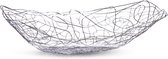Fruitschaal/fruitmand rechthoekig zilver metaal 33 x 19 cm - Draadmand van metaal