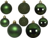 52x stuks kunststof kerstballen donkergroen (pine) 6-8-10 cm - Onbreekbare plastic kerstballen