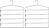Set van 2x stuks metalen kledinghanger/broekhanger voor 4 broeken 37 x 48 cm - Kledingkast hangers/kleerhangers/broekhangers