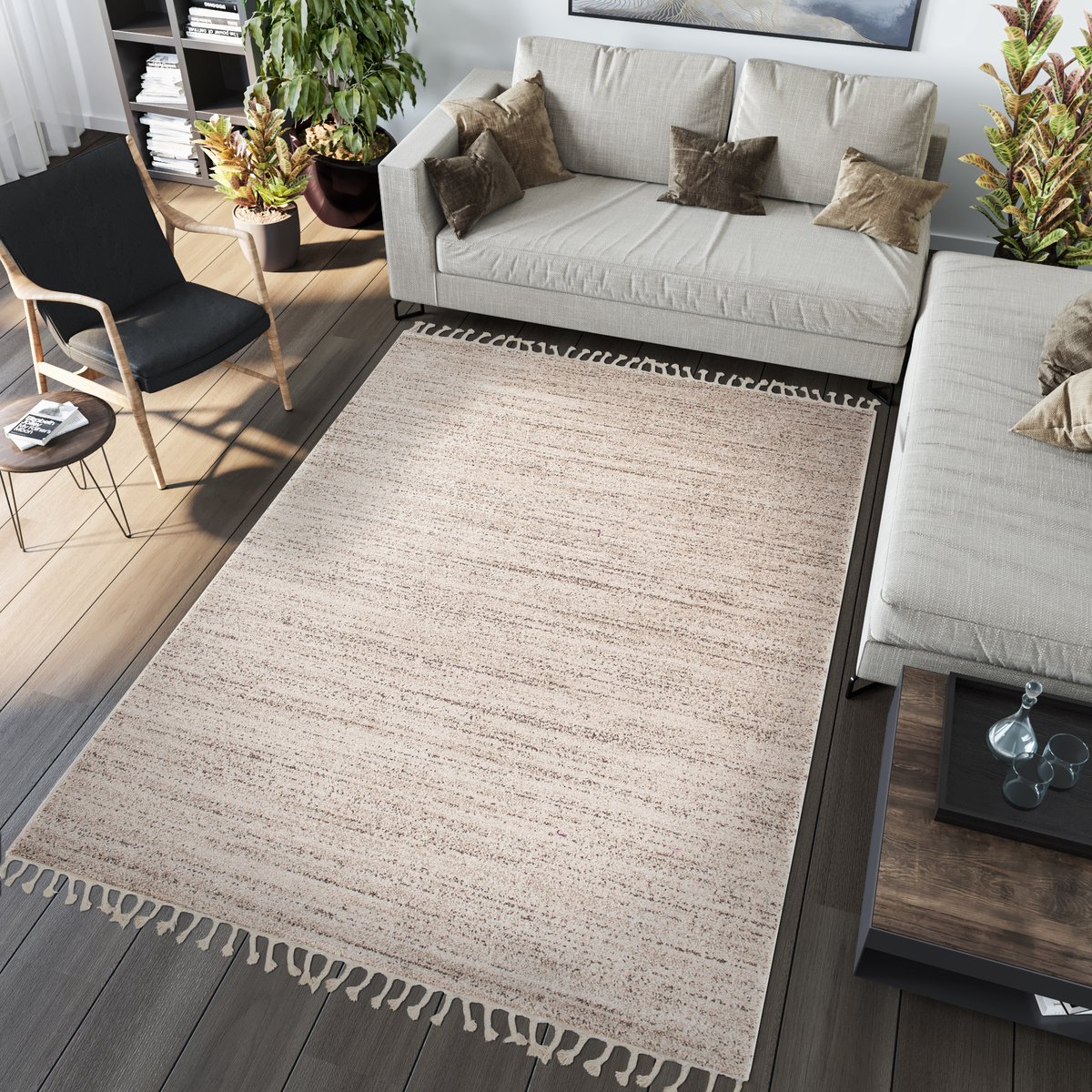 Tapiso Sari Vloerkleed Beige Woonkamer Tapijt Karpet Maat- 160x220