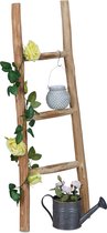 Relaxdays decoratieve ladder - sierladder - 90 cm - 3 tredes - kastanjehout - natuur