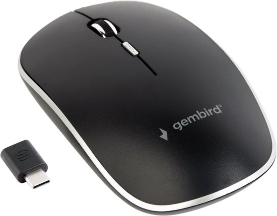 Foto: Gembird draadloze muis usb c ergonomische muis draadloos zwart