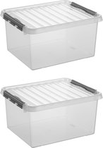 Sunware - Q-line opbergbox 36L - Set van 2 - Transparant/grijs