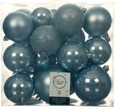 Decoris Kerstballen - 26st - kunststof - lichtblauw - 6-8-10 cm