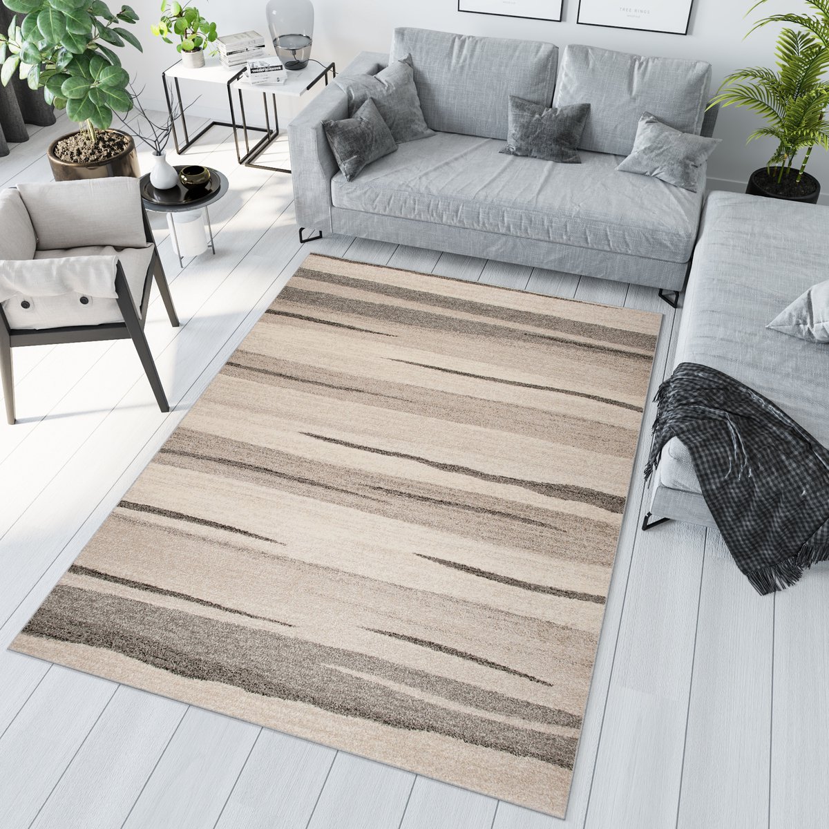 Tapiso Sari Vloerkleed Slaapkamer Woonkamer Tapijt Maat- 140x190 Creme 4