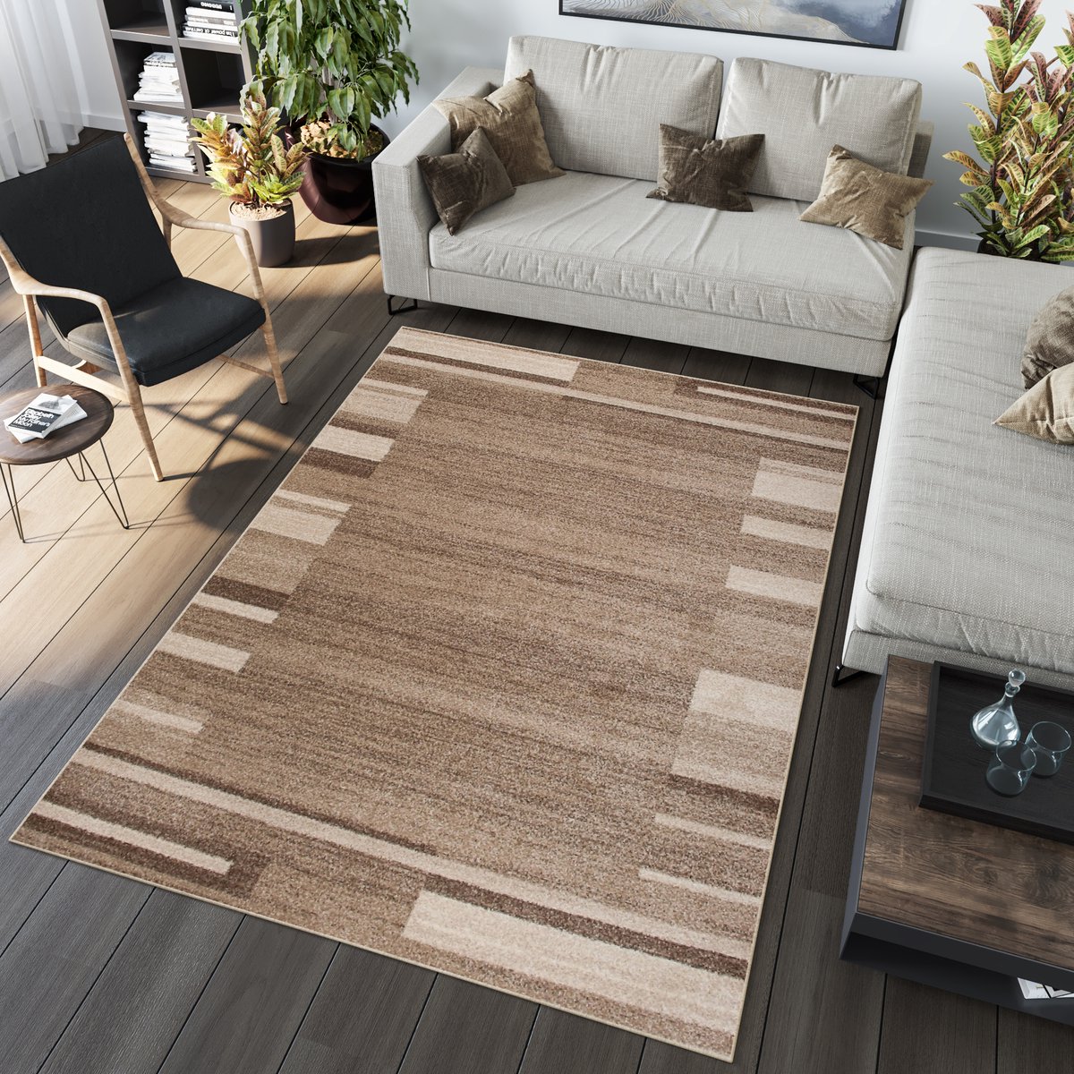 Tapiso Sari Vloerkleed Tapijten Karpet Slaapkamer Maat- 60x100 Beige Donker 2