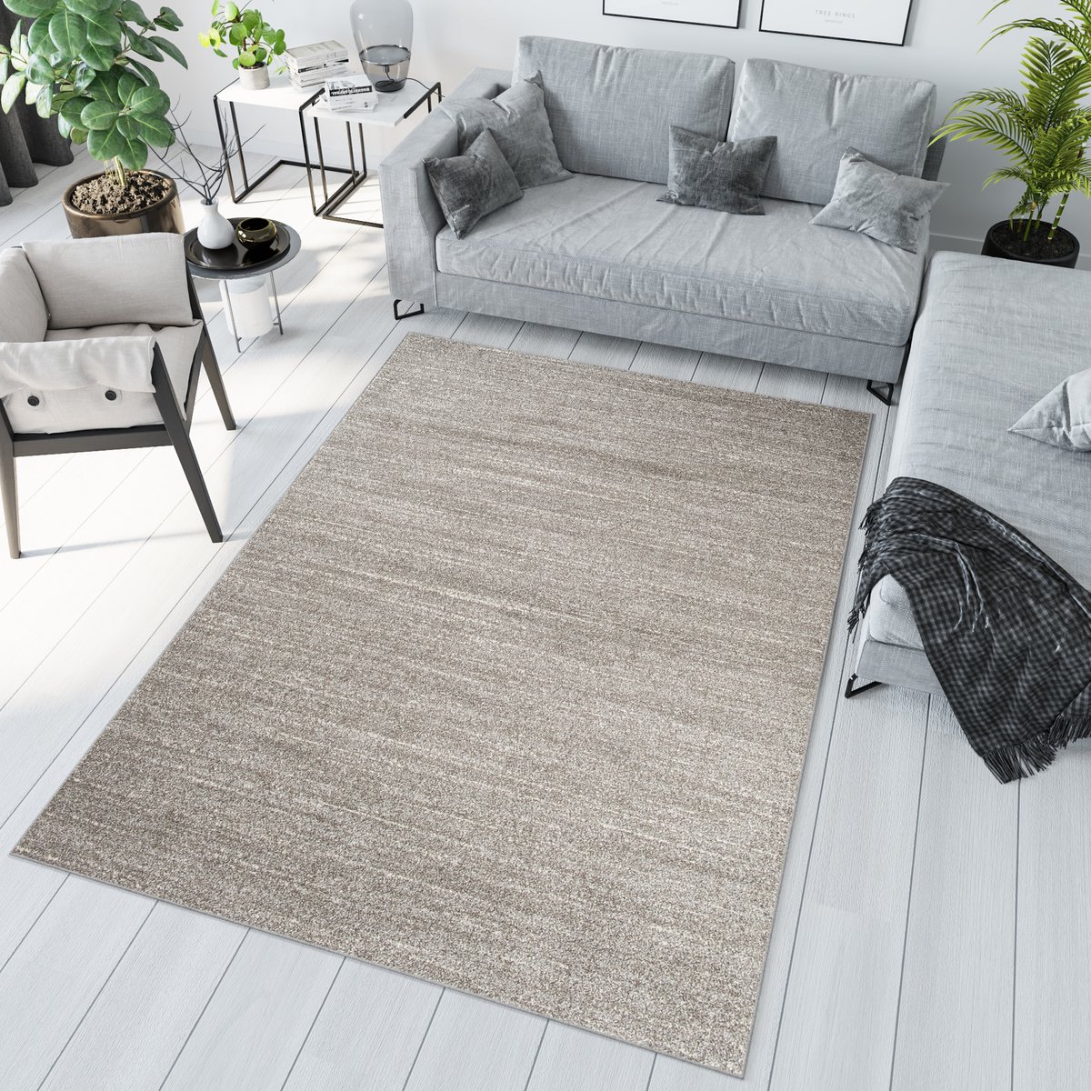 Tapiso Sari Vloerkleed Lichtgrijs Woonkamer Tapijt Maat- 200x290