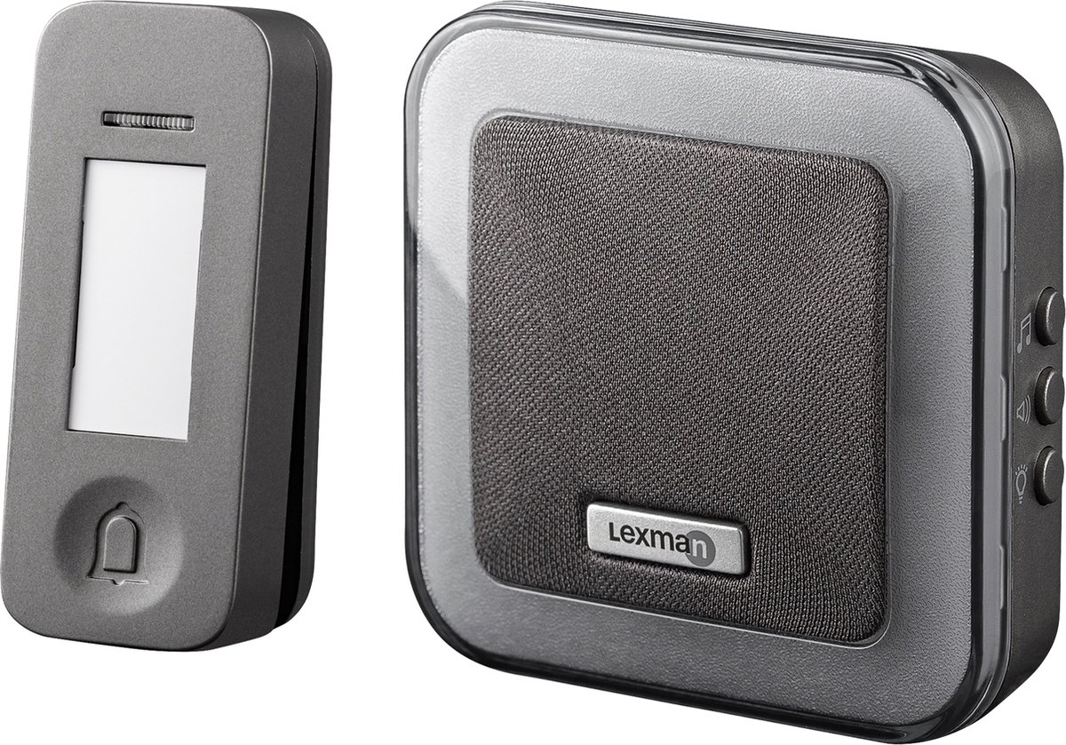 LEXMAN - draadloze deurbel - draadloze gong - draadloos - insteekbaar - zwart - 230 V - 150 m - 7 beltonen