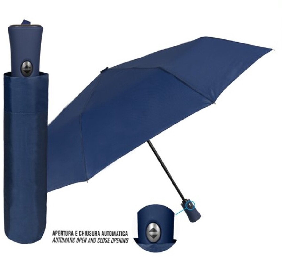 Perletti Mini-paraplu Automatisch 100 Cm Microvezel Blauw