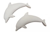 Tuinbeeld dolfijn (Wit) - Set van 2 - Hoogwaardige kwaliteit (voor op te hangen) - Perfect voor in de tuin/huis