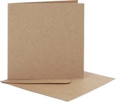 Kaarten en enveloppen, afmeting kaart 12,5x12,5 cm, afmeting envelop 13,5x13,5 cm, naturel, 10sets