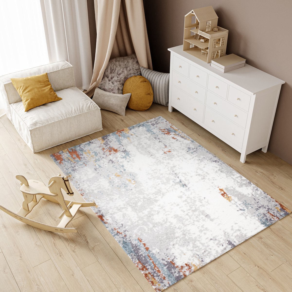 Tapiso Modena Vloerkleed Hoogpolig Shaggy Modern Fluffy Tapijt Maat- 140x200 Grijs