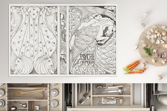 KitchenYeah® Inductie beschermer 78x52 cm - Cover Louis Couperus - schilderij van Jan Toorop - Kookplaataccessoires - Afdekplaat voor kookplaat - Inductiebeschermer - Inductiemat - Inductieplaat mat